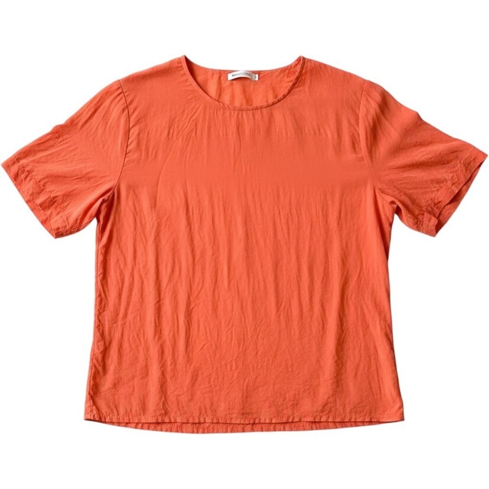 Christie & Jill Silk Vintage Blouse Womens L Orange Short Sleeve